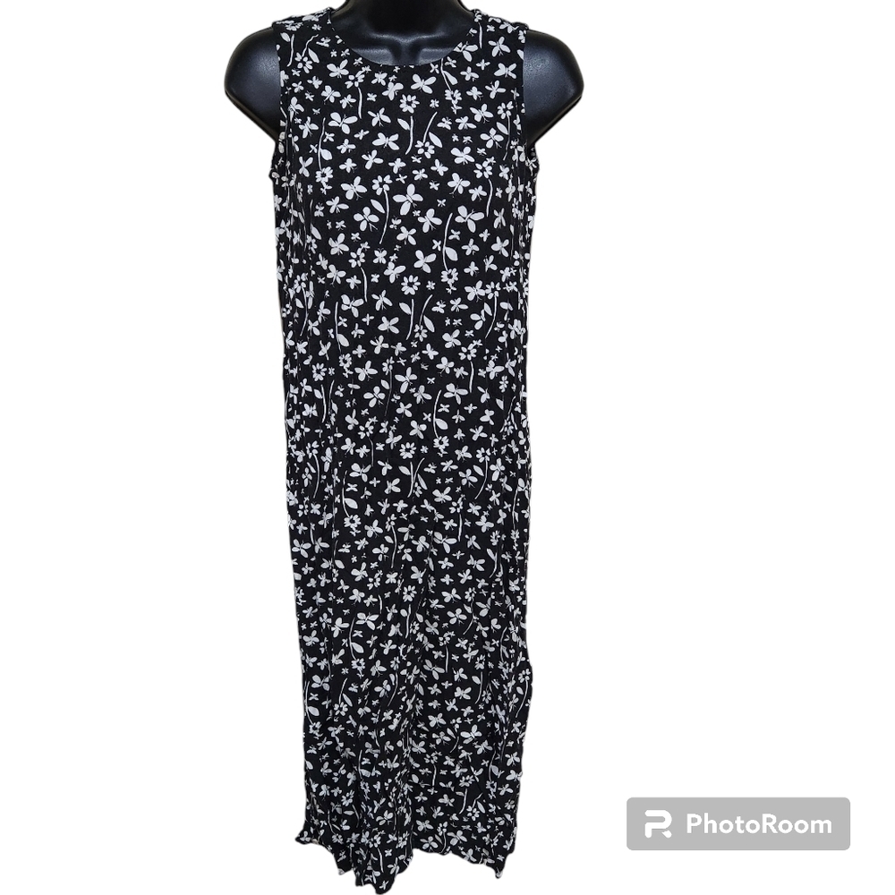 Vintage Sleeveless Maxi Dress 90s-inspired Dark Cottagecore Casual Chic Size SP